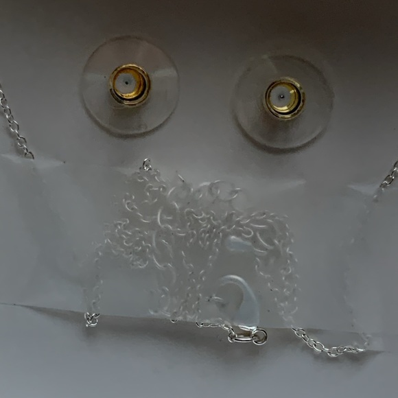 Juilliet "Love Reflects Love" Silver Plated Gold Tone Necklace and Earrings Set - Picture 7 of 11